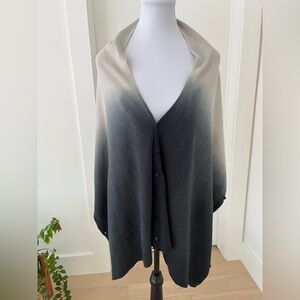 CRUISE CLUB Cardi Shawl Wrap Poncho Knit Ombre Grey Cream Versatile Scarf